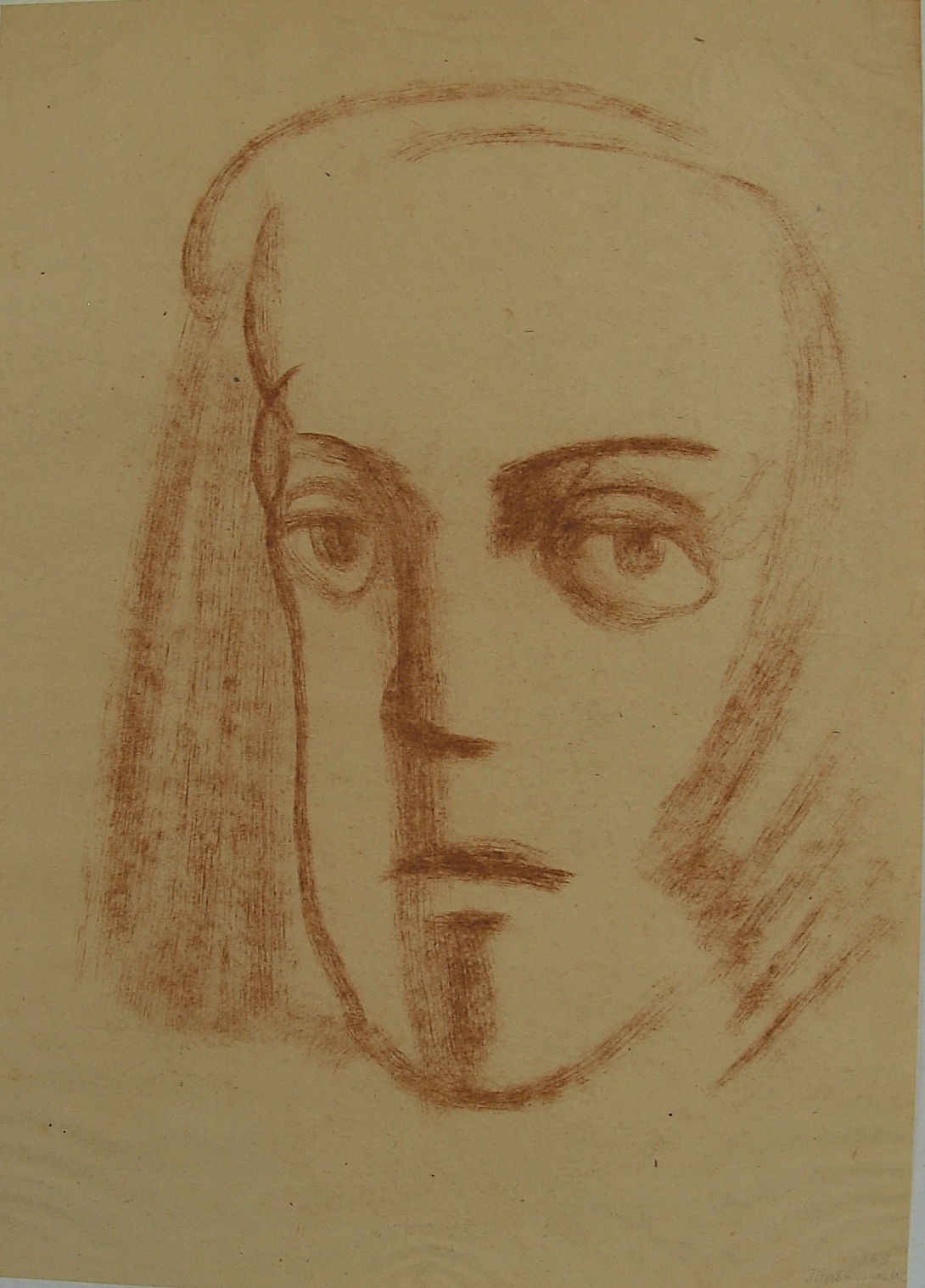 Portrait of a Woman From Leningrad, 40x29, Paper, Red Chalk, 1969