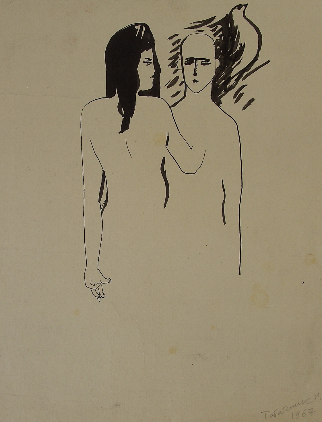 Youthful Dreams, 30x24, Paper, Indian Ink, 1968